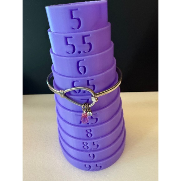 Carolina Herrera 925 Sterling Silver Charm Bangle Bracelet Pink Crystal Drop - Picture 5 of 6